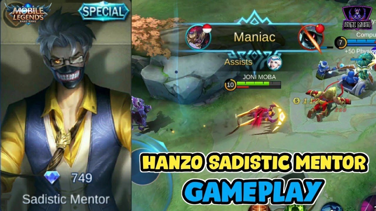 NEW SKIN HANZO SADISTIC MENTOR REVIEW GAMEPLAY MOBILE LEGENDS