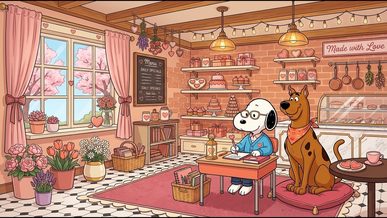 Cherry Blossom Bakery Study with Snoopy 🌸 Smooth Jazz for Study During Homework Burnout 🍰