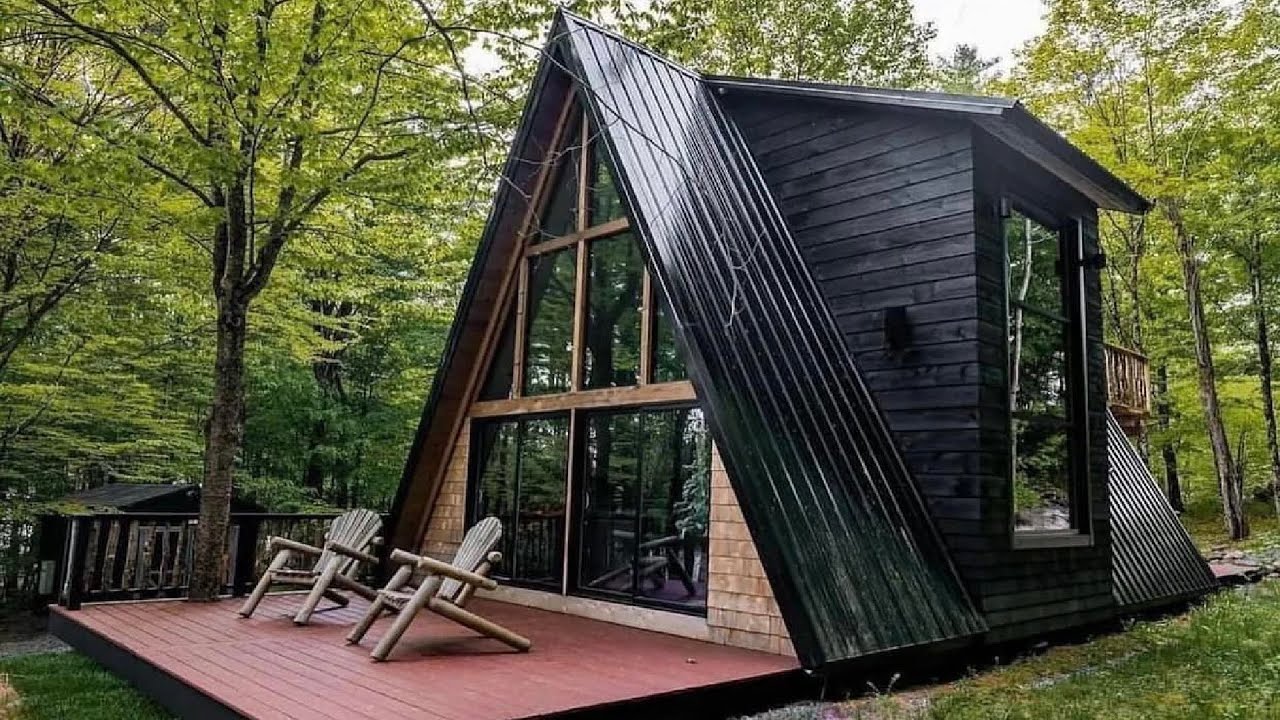 Incredibly Beautiful Black A-Frame with Modern Rustic Decor - YouTube