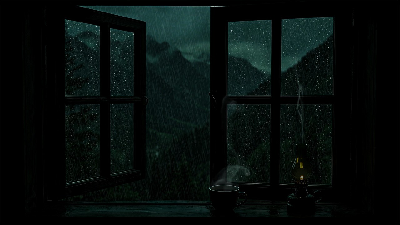 Calm Night Rain Outside in the Window Bedroom | Comforting Ambience Relax for Sleeping