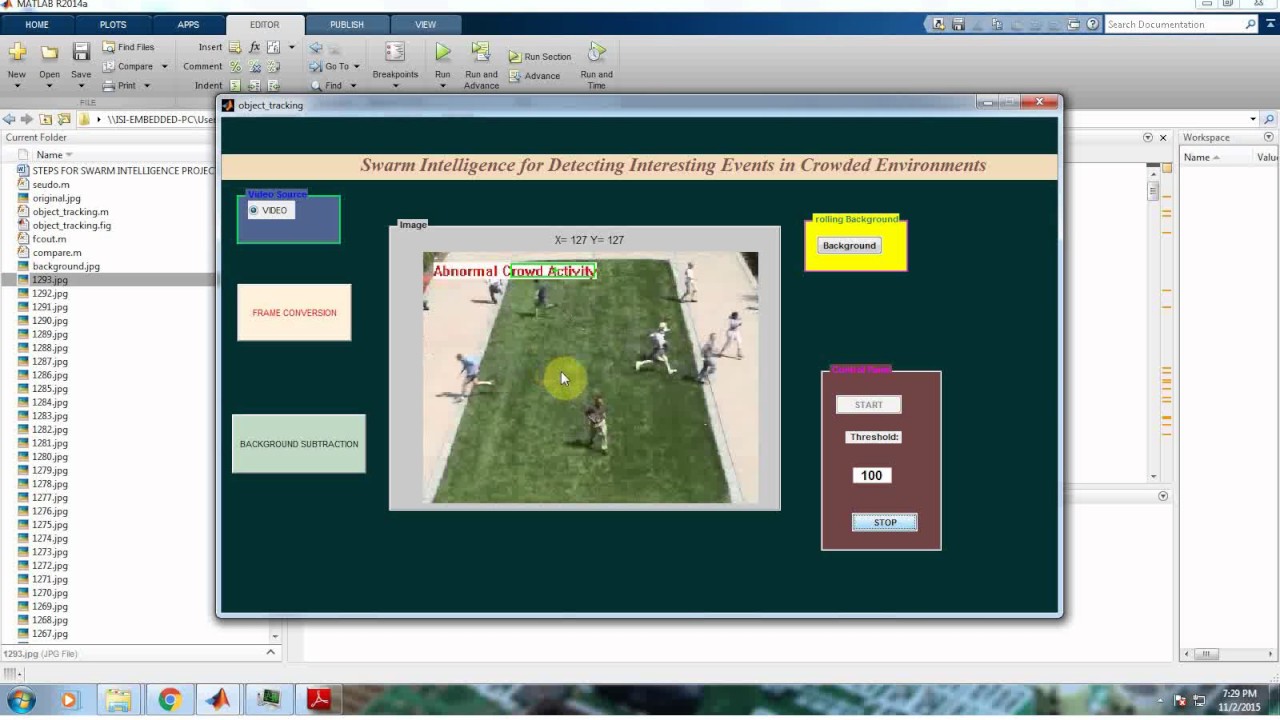 IEEE MATLAB 2015  Swarm Intelligence for Detecting Interesting Events in Crowded Environments