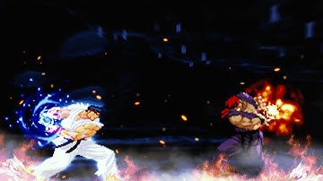 Shin Ryu vs Vyn Evil Ryu. Epic Battle! Street Fighter MUGEN Multiverse
