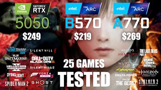 Rtx 5050 8Gb Vs Arc B570 10Gb Vs Arc A770 16Gb R9 - 7950X3D 1080P - 25 Games Tested