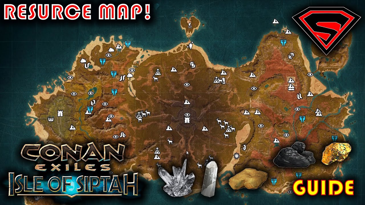 CONAN EXILES ISLE OF SIPTAH RESOURCE LOCATIONS - WHERE TO FIND RESOURCES - YouTube