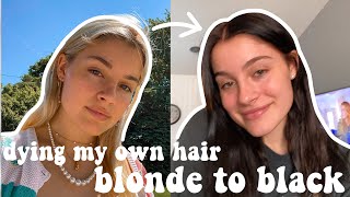 dying my blonde hair to black at home | hair transformation