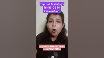 Top Tips & Strategy for ESIC SSO Examination 2025  Boost Your Prep Now! #ESICSSO #ExamTips #Classes