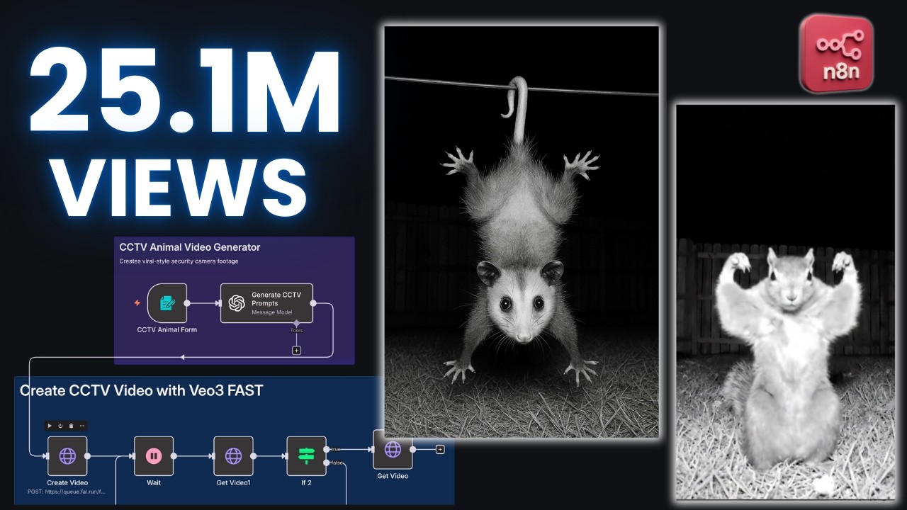 How to Make Viral “Security Camera” Animal Videos on Autopilot with AI (No-Code n8n Tutorial)
