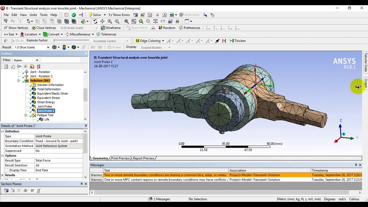 transient structural analysis over knuckle joint - YouTube
