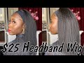 TRYING A HEADBAND WIG FOR THE FIRST TIME| KINKY STRAIGHT HEADBAND WIG