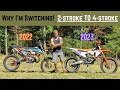 2023 ktm 350 xcf  vs  2022 ktm 300 xcw  why im switching 2stroke to 4stroke