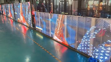 Ultra-thin and light weight Double side transparent led screen aging & testing #transparentledscreen