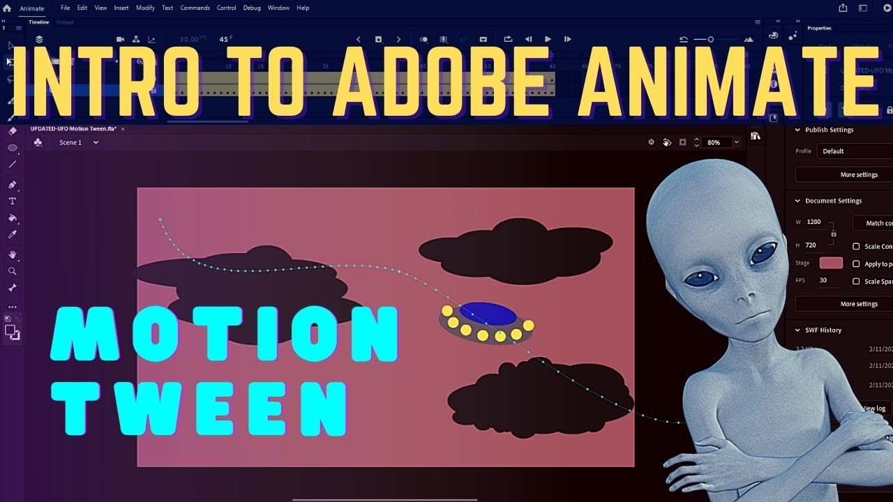 Motion Tween | 5-Intro to Adobe Animate | UFO Animation - YouTube