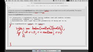 AP Computer Science A, 2019, Problem 4 - LightBoard, part a