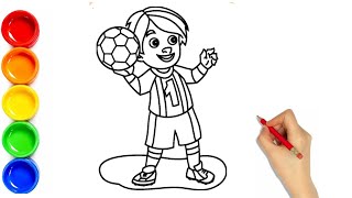 ⚽🎨 Football Player Coloring for Kids | Easy Soccer Coloring & Drawing