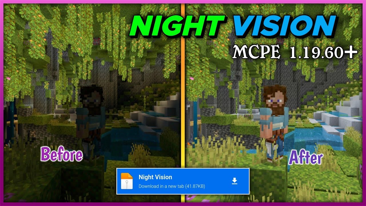 How to Download Night Vision Addon in Minecraft PE 1.19.60+ YouTube