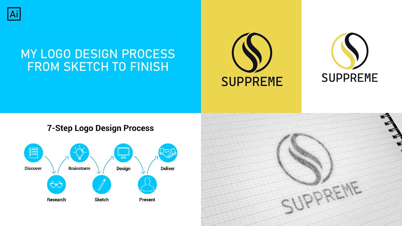 the logo design process from sketch to the end  adobe illustrator tutorial   YouTube