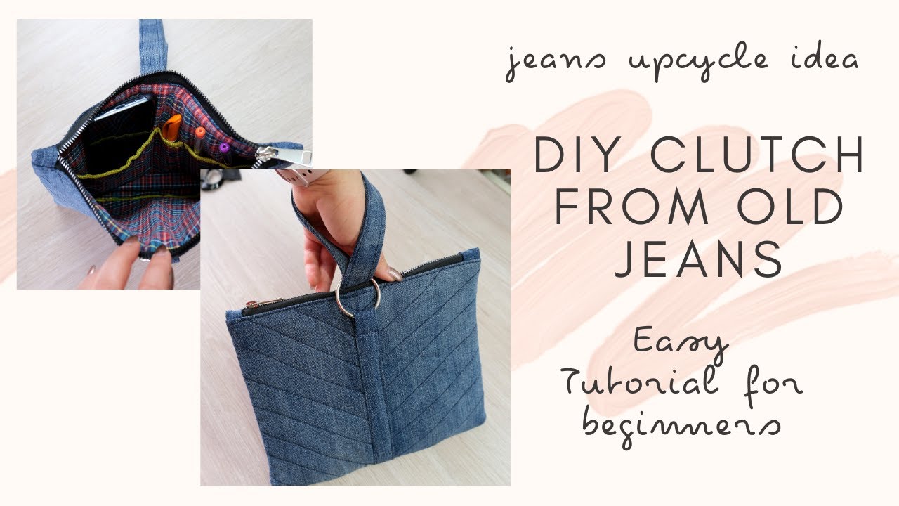 Denim Clutch From Old Jeans and Shirt - Easy Sewing Tutorial - YouTube