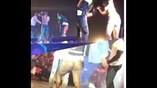 Sexy Ebony Female fan got naked trying so hard to touch Wizkid on stage shots