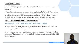 Impromptu Speech - (English Form 4 Topic 3 Listening & Speaking - Lesson 2)