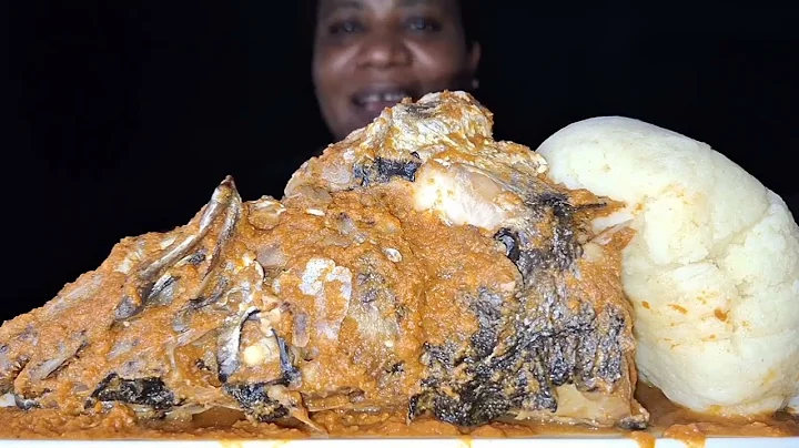 Nigeria food ASMR mukbang fish pepper soup with fufu mukbang