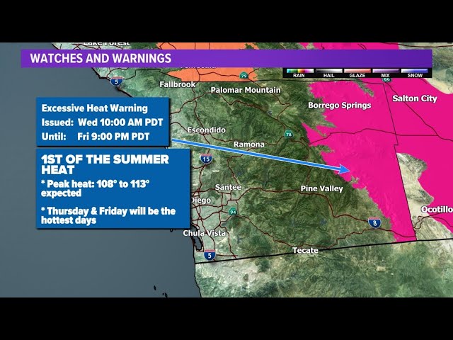 Excessive Heat Warning issued for portions of San Diego County deserts through Friday class=