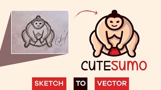 Adobe illustrator sumo logo tutorial | Convert sketch to Vector logo in illustrator | cartoon design