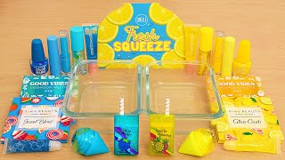 Blue Raspberry Vs Lemon Yellow - Mixing Makeup Eyeshadow Into Slime Asmr