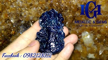 Mặt Sapphire tạc Quán Thế Âm Bồ Tát xanh hero