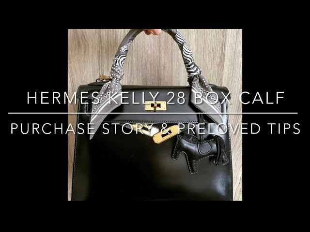 Hermes Kelly bag 25 Retourne Black Box calf leather Silver