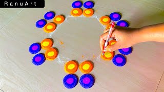 2 Simple Rangoli | Diwali Rangoli Designs | Navratri Rangoli designs | Rangoli colors | Ranu Art