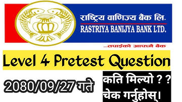 RBB Pretest Question Answer 2080 // Rastriya Banijya Bank Level 4 Pretest Exam 2080 Solution #rbb