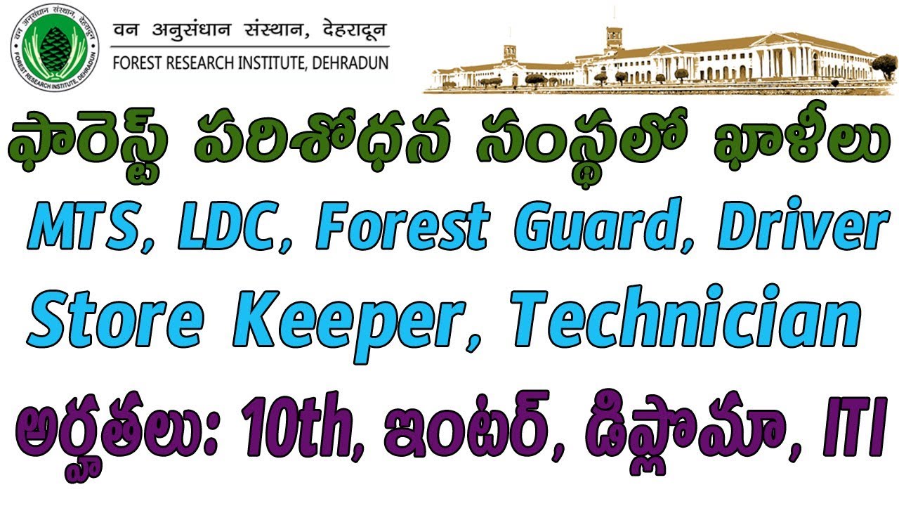 Forest research Institute Recruitment Notification 2018 |  Forest Department Jobs 2018