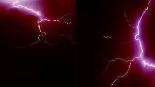 Haunted Red Lightning And Thunderstorm At Night / Lighting Background Video Effects Hd