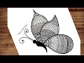 Butterfly mandala art for beginners  step by step  mandala drawing  zen tangle art  doodle art