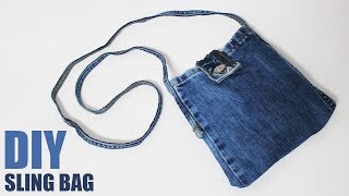 DIY Sling Bag from Jeans - No sew bag from jeans