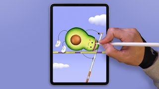Avocado Olympic Pole Valut - Digital Art with Procreate screenshot 5