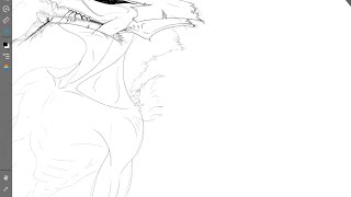 Making lineart “Chimera - forest type” 027 (hair and shoulder fur)
