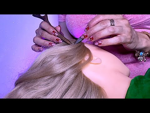 ASMR Gentle Scalp Scratching with Wooden Chopsticks & Inaudible Whispers😴🥱
