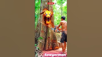Terrifying Discovery: The Giant Tree Was ALIVE With Screaming Things #chainsaw #woodworking #asmr