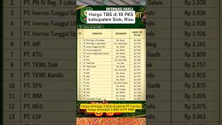 INFO harga terkini TBS di 19 pabrik sawit di siak #kebunsawit #hargasawit #pks #pabriksawit
