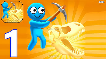 Dig Dinosaur - Gameplay Walkthrough Part 1 Stickman Dinosaur Fossil Dig Deep - Android Gameplay