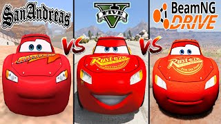 GTA 5 Lightning McQueen VS GTA San Andreas Lightning McQueen VS BeamNG McQueen - which is best?