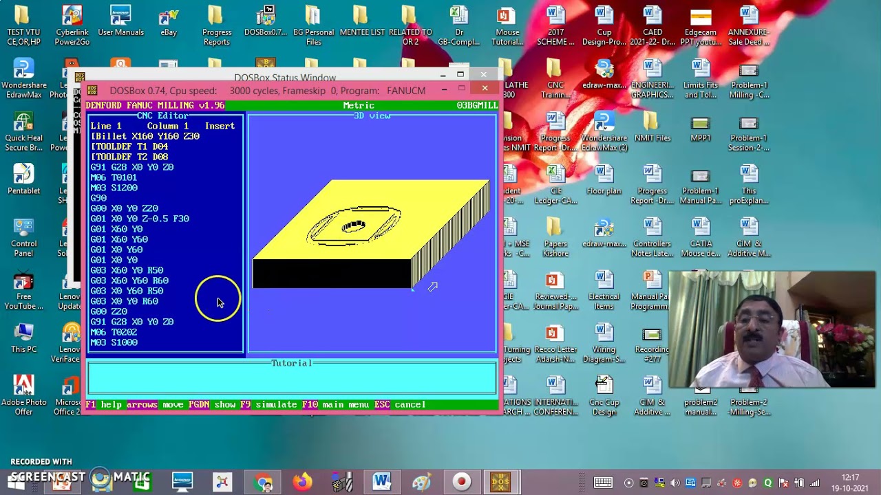 CNC Manual Part programming-Milling- Demo-Fanuc Milling Simulation software- Problem-2-Session-2