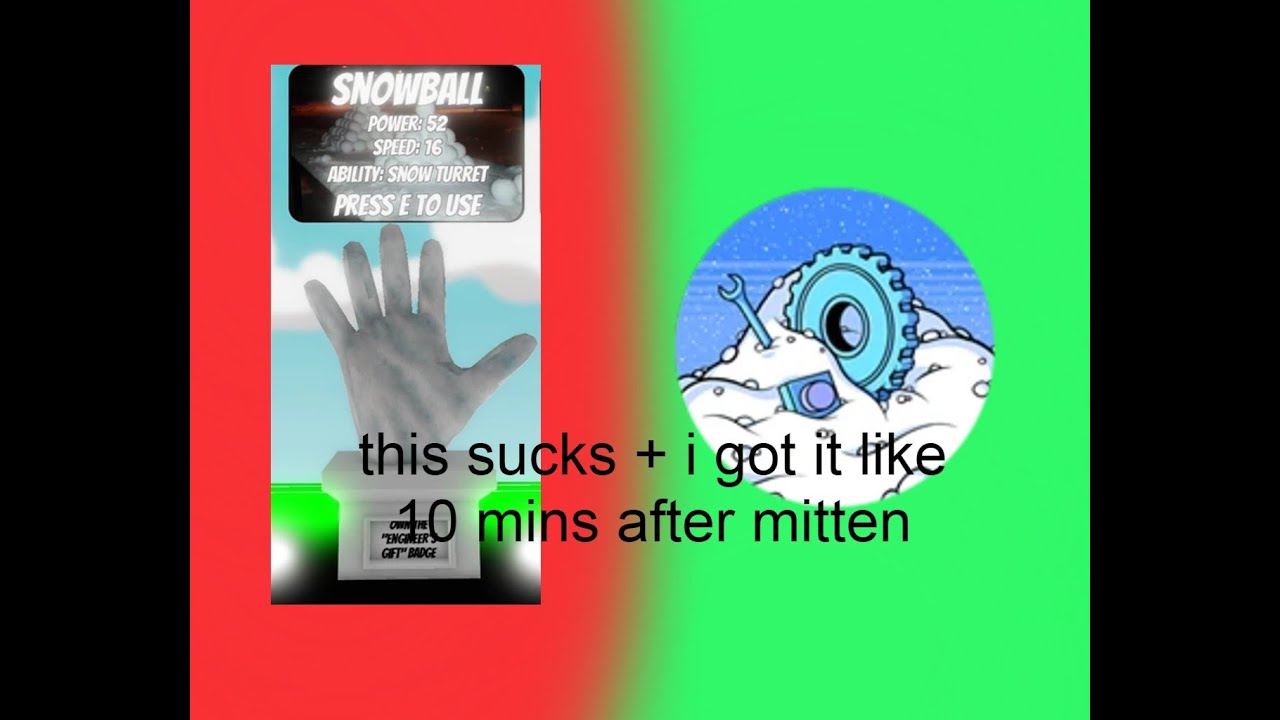 Getting "Snowball" Glove (it sucks) + "Engineer's Gift" Badge Roblox