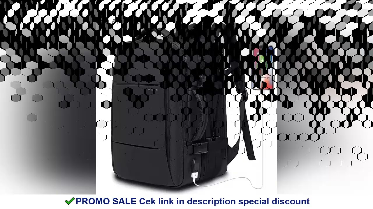 BANGE Travel Backpack Men Business Backpack School Expandable USB Bag Large Capacity 17.3 Laptop Wat