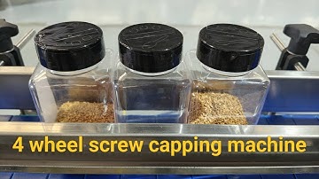 Automatic pepper, sugar, salt square bottle four wheels screw cap tightening machine manufacturer