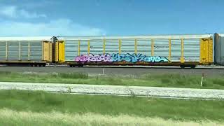 BNSF C44-9W #5466 Leads Auto Train in Valley View, Tx