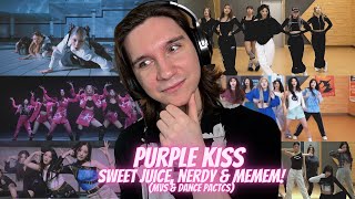 DANCER REACTS TO PURPLE KISS MARATHON! | "Sweet Juice," "Nerdy" & "memeM" MVs & Dance Practices