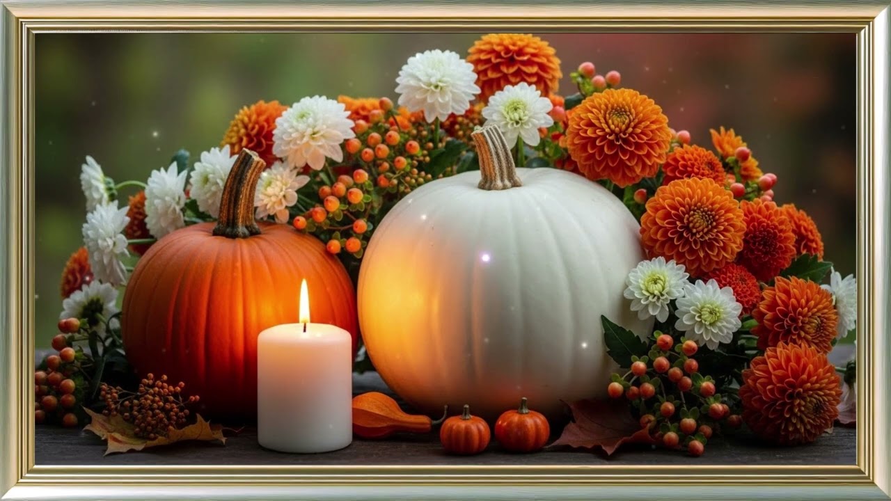Cozy Fall Still Life 2026 🍂 Gold Frame TV Art
