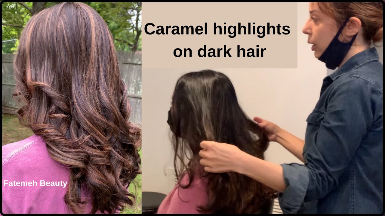 caramel highlights on black hair | How to mix caramel color  @Fateme_beautyland - thptnganamst.edu.vn